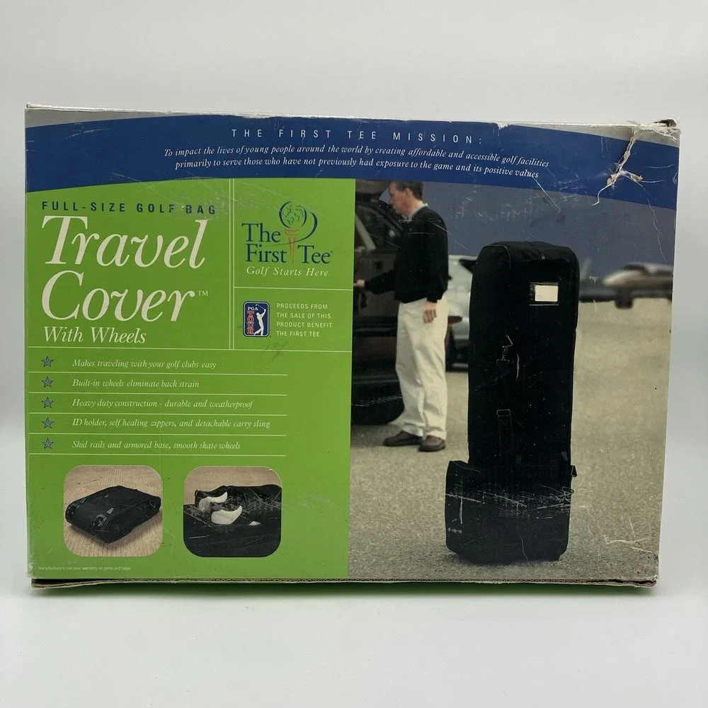 PGA Golf Club Travel Bag Wheels Luggage Cover Airline Waterproof ID Holder Sling